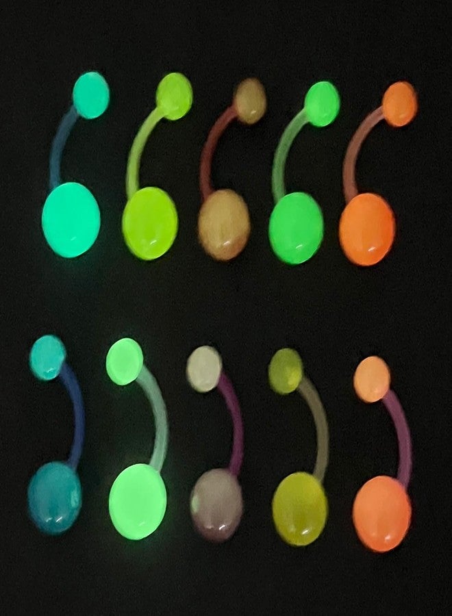 POYAMUSE Glow in the Dark Belly Button Rings - 14G Acrylic Belly Button Piercing Jewelry-10pcs - Image 3
